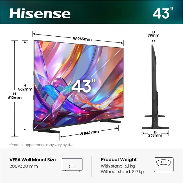 Зображення товару Телевізор Hisense діагональ 43" Qled 43E7S 2