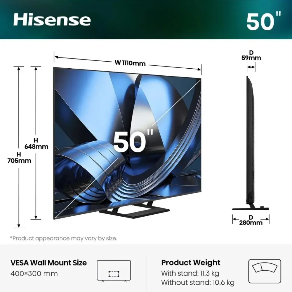 Зображення товару Телевізор Hisense діагональ 50" UHD 50U7SE 2