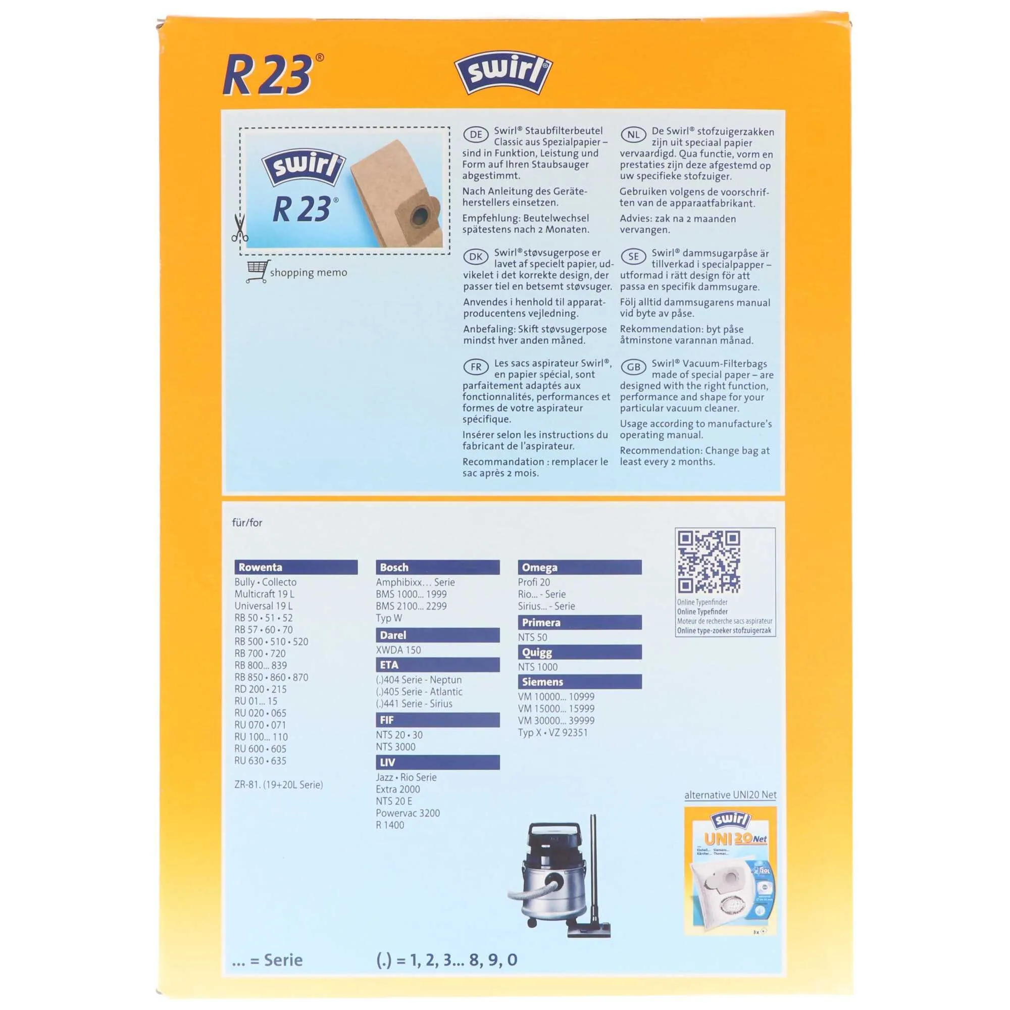 Зображення товару Мішок для пилос. Swirl Swirl R23 (4шт.)1