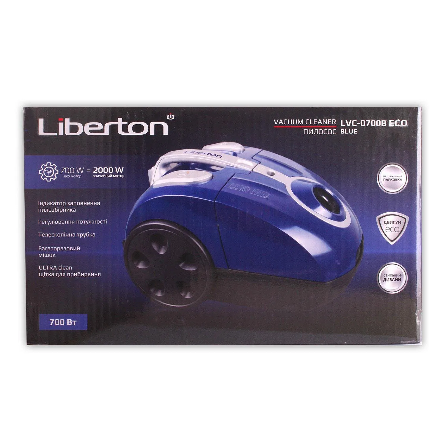Зображення товару Пилосос з мішком Liberton LVC-0700B ECO Blue1